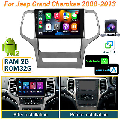 #ad For 2008 2013 Jeep Grand Cherokee GPS Navi Android 12 Car Stereo Radio Carplay $153.99