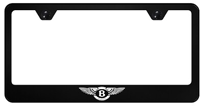 #ad BENTLEY Black License Plate Frame Custom Made of Powder Coated Metal White Logo $14.95