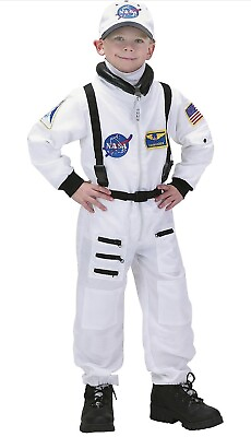 #ad Astronaut Jumpsuit White w Cap Dress Up Pretend Play Size 4 6 Child Costume $18.99