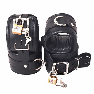 #ad Real Cow Hide Leather Wrist Ankle Cuffs BDSM Restraints Bondage 4 Pieces Set $28.49