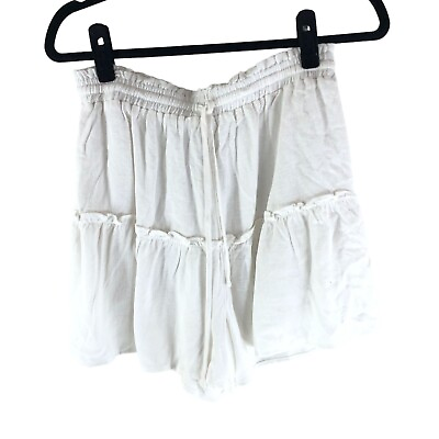 #ad Princess Polly Womens Shorts Flowy Ruffle Pull On Drawstring White 8 $14.99