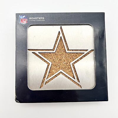 #ad DALLAS COWBOY NFL 4 Inch Metallics Stainless Coasters set Of 4 Boasters In Box $17.99