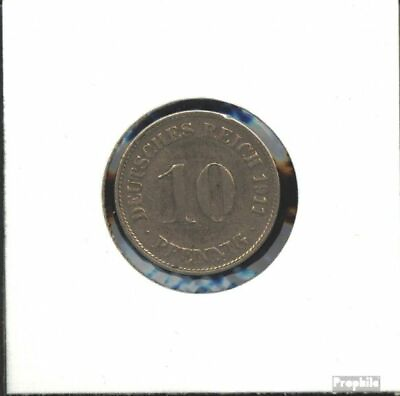 #ad German Empire Jägernr: 13 1901 D Copper Nickel very fine 1901 10 Pfennig large I $1.11