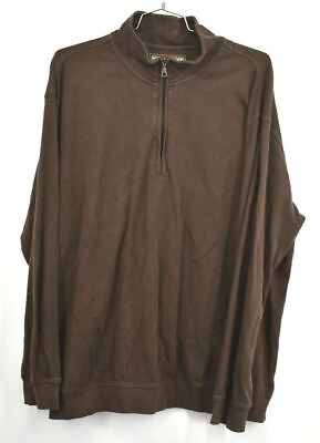 #ad Weatherproof Mens Brown Zip Front Cotton Long Sleeve Pullover Athletic Sz 2XL $8.22