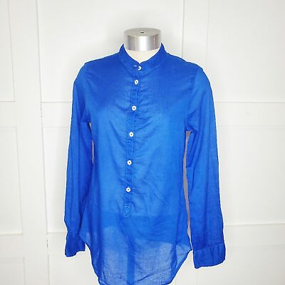 #ad Sundry New Blue Long Sleeve Button Front Shirt Lightweight Small 1 Cotton $29.97
