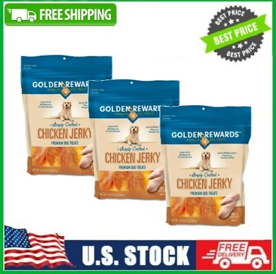 #ad 3 Pack Golden Rewards Chicken Flavor Premium Dry Jerky Treats for All Dogs 32 oz $55.42