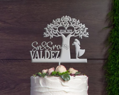 #ad Mr. and Mrs. Wedding Cake Topper Tree Wedding Cake Topper Couple Wedding top $18.84