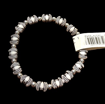 #ad Trrtlz Halloween stretch bracelet BAT charms black amp; white petite $5.99