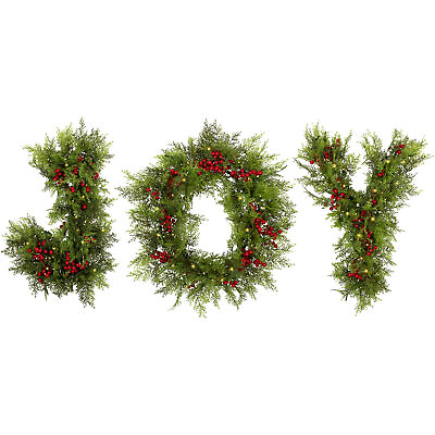 #ad Northlight Lighted Artificial Cedar quot;JOYquot; Christmas Decor 24quot; Warm White LED $180.49