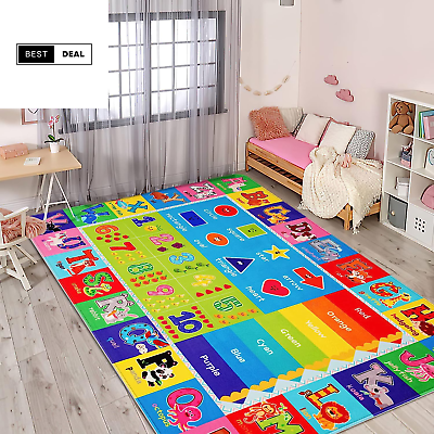 #ad Kids Play Rug for Playroom Kids Play Mat ABC Educational Area Rug Toddler Baby $47.91