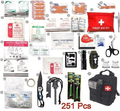 #ad 251Pc First Aid Kit For Tactical Survival Emergency Trauma Military Travel Multi $13.98
