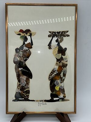 #ad African Artist Jija Oduka Signed Dried Butterfly Art 9”x14” Framed Vintage 60s $39.99
