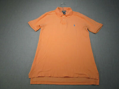 #ad Ralph Lauren Polo Shirt Youth Large Orange Blue Pony Cotton Rugby Kids Boys $13.95
