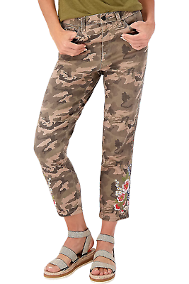 #ad Laurie Felt Silky Denim Ankle Straight Jeans w Embroidery Camo $27.99