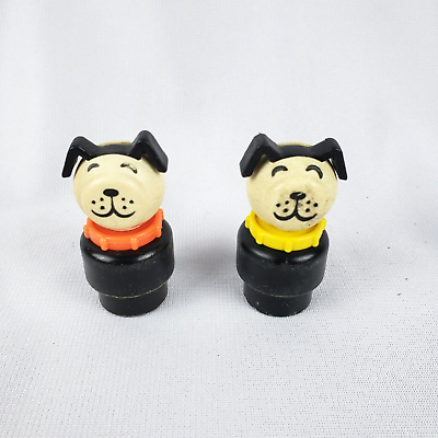 Vintage Fisher Price Little People Plastic Dogs Red and Yellow Collar Lot of 2 $17.99