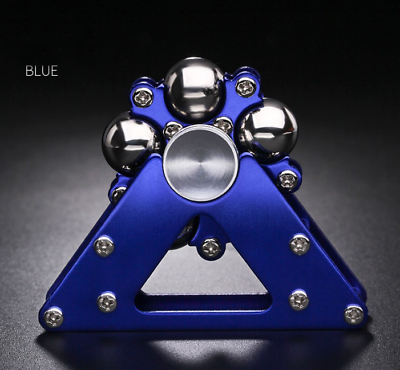 #ad Blue Stainless Steel Hand Twisting Spinning Top Gyro Gyroscope Spinner Top Toys $15.99