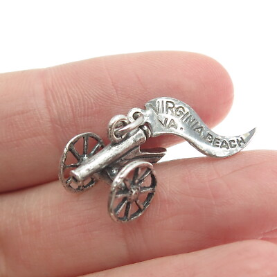 #ad PACIFIC JEWELRY Sterling Silver Vintage Virginia Beach Artillery Charm Pendant $24.95