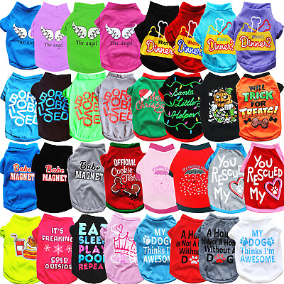 #ad Various Pet Puppy Dog Cat Clothes Vest T Shirt Chihuahua French Bulldog Apparel $3.83