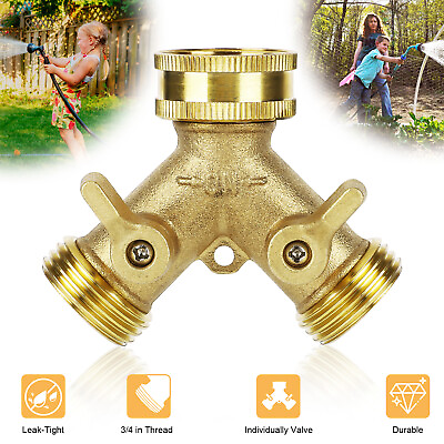 #ad 3 4quot; Solid Brass Double Two Way Water Hose Splitter Garden Tap Connector Adaptor $12.48