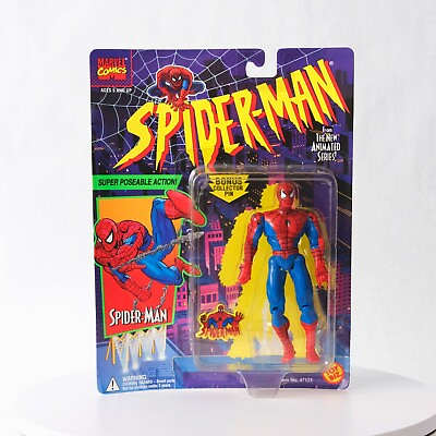 #ad NEW Vintage Super Poseable Spider Man Animated Series Action Figure ToyBiz MOC $49.99