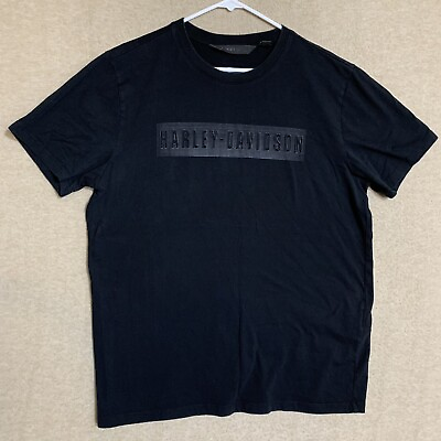 #ad Harley Davidson T Shirt Graphic Tee Rubber Print Logo Mens Large Slim Fit Black $15.99