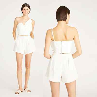 #ad Amur Declan Ruffle Bustier One Shoulder Cropped Top Ivory White Size: 6 NWT $225.00