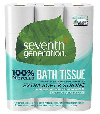 #ad 24 ROLLS Seventh Generation Toilet Paper Bathroom Tissue RV SAFE No Added Dye $31.99