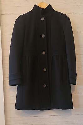#ad J.Crew Black Lady Day Coat Italian Double Cloth Wool Women Sz 2 Petite Excellent $100.00