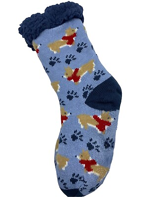 MUK LUKS Dog Dogs Shea Butter Faux Shearling Cabin Socks S M 6 8 New Super Warm $9.99