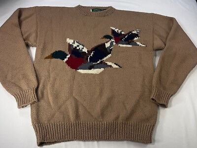 #ad Gokeys Mallard Duck Wool Knit Sweater Medium Large Double Side Vintage Hunt Wear $39.35
