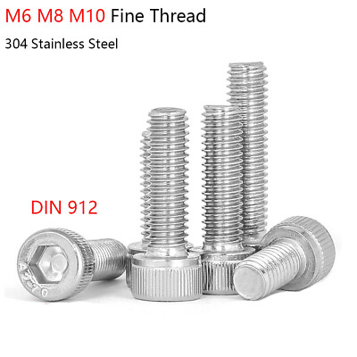 #ad M6 M8 M10 Socket Head Cap Screws Allen Bolts Stainless Steel 304 A2 Fine Thread $2.65