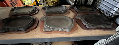 Vintage Cast Iron Cow Fajita Skillet Platter Platters Set Of 7 $149.95