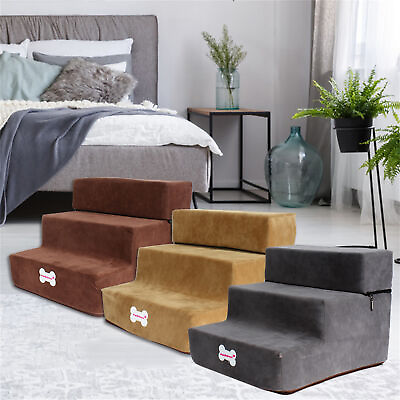 #ad Dog Steps For High Bed 3 Steps Pet Stairs Small Dogs Cats Puppy Ladder Portable $27.49