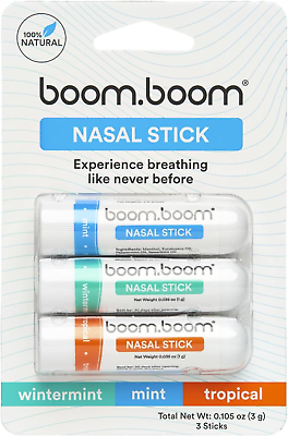 #ad BoomBoom Nasal Stick 3 Pack Enhance Breathing Boost Focus Breathe Vapor $27.74