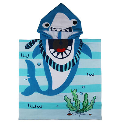#ad Kids Beach Hooded Bath Towel Cartoon Printed Absorbent Swim Pool Cover Up Towel $12.01