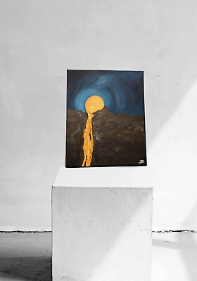 #ad original acrylic painting signed on canvas melting lava $100.00
