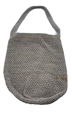 #ad Crochet Knit Shoulder Bag Purse Handbag Slouch Tan Beige Good Used Condition $7.99