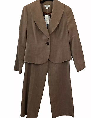 #ad Ann Taylor Loft Petites Ann 2 Piece Suit Pants Tweed 100% Wool Womens 4P New $48.92