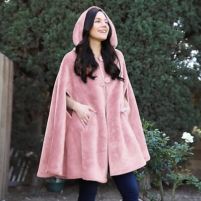 #ad Womens Poncho Cape Sherpa Fleece Cloak Coat Snuggly Hooded Wearable Blanket Gift $29.98