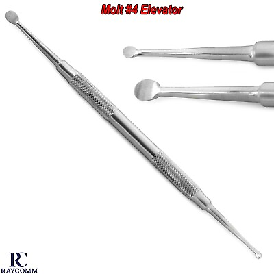 #ad Dental Molt #4 Elevator Bone Curette Spoon Shape Blade Periosteal Elevators New $6.89