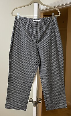 #ad Liz Claiborne Crop Pants Black Gingham Check Cotton Capri Easy to Wear 12 Large $7.87