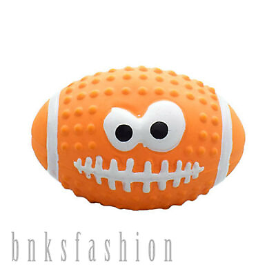 #ad Squeaker Ball Dog Puppy Toys Pets Durable Rubber Rugby Funny Squeaky Fetch Balls $9.99