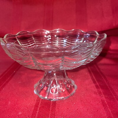 #ad VTG Charming Flower Shape Candy Nut Dish Clear Glass Radial Bubble Scalloped Rim $12.50