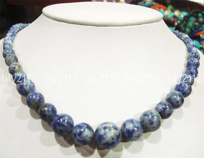 #ad Natural 6 14mm Blue Multi Color Lapis Lazuli Gemstone Round Beads Necklace 18quot; $4.49