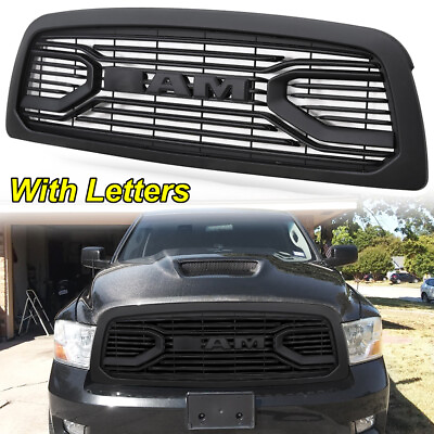 #ad Front Grille For 2009 2012 Dodge Ram 1500 Mesh Grill Matte Black ABS W Letters $179.95