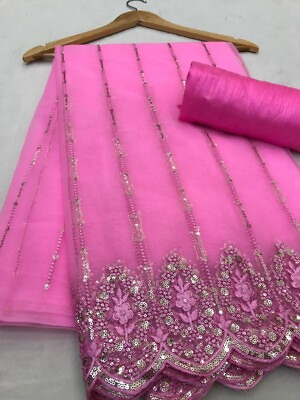 #ad Indian Saree Party Sari Bollywood Wear Wedding Pakistani Designer Blouse Ethnic $43.99