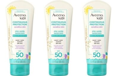 #ad BL Aveeno Spf 50 Kids Sensitive Skin Zinc Oxide Sunscreen 3oz THREE PACK $68.14