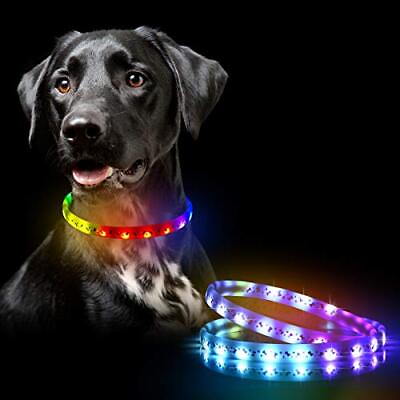 #ad LED Dog Collar Color Changeable Light Up Dog Collars Assorted Pattern Names $22.76