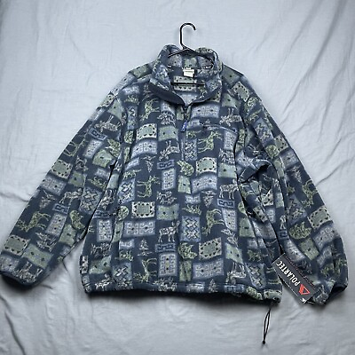 #ad LL Bean Zip Fleece Mens 2xl Jacket Wildlife Nature Bear Print Pattern Vintage $75.00