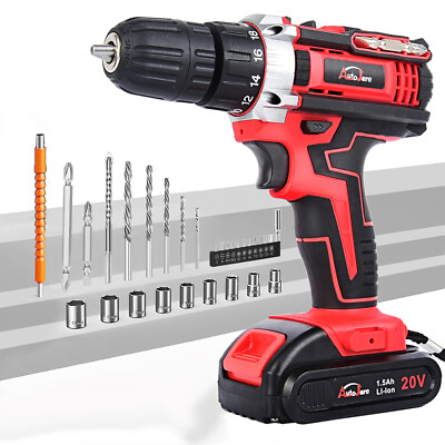 #ad 20 Volt Drill 2 Speed Electric Cordless Drill Driver with Bits Set amp; Battery $32.59